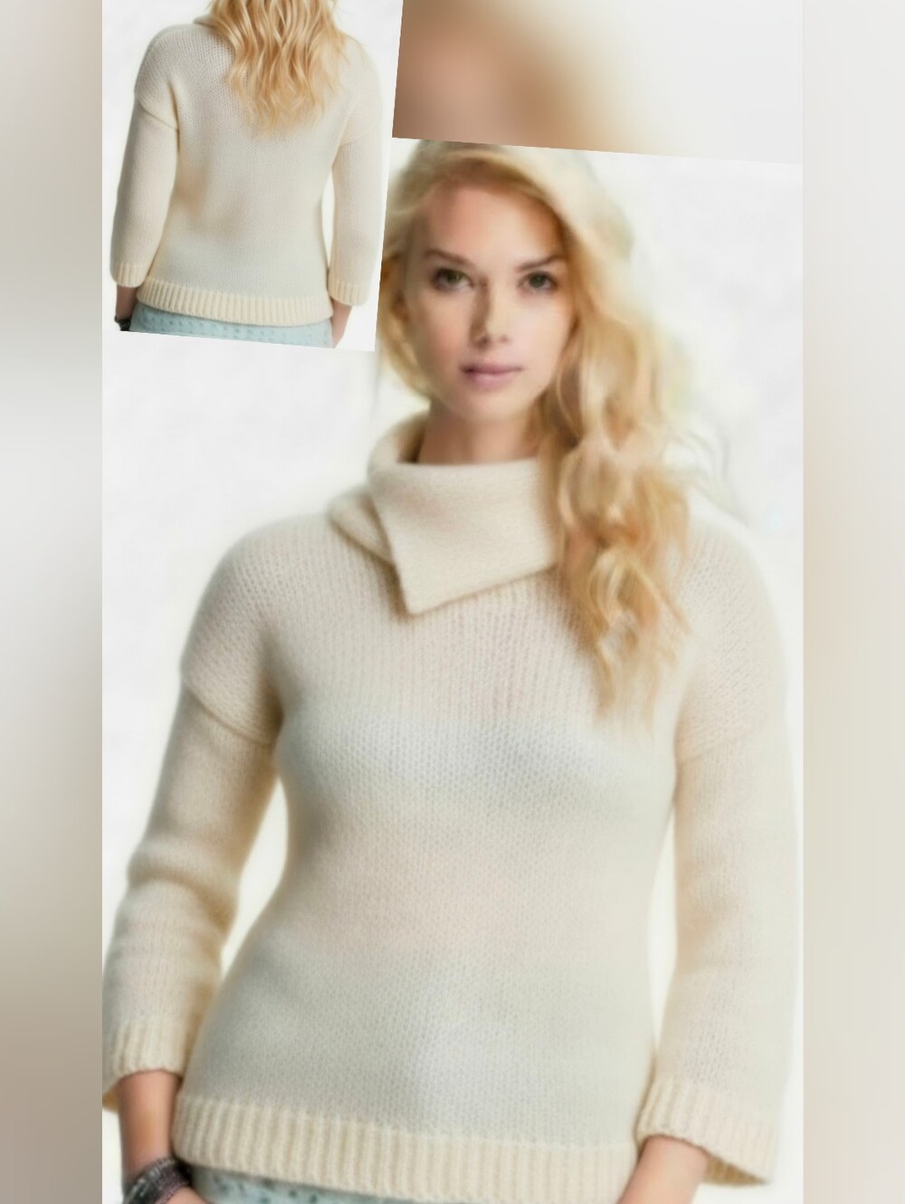 bryn Walker Cream Knit Cowl Neck Sweater Size Small